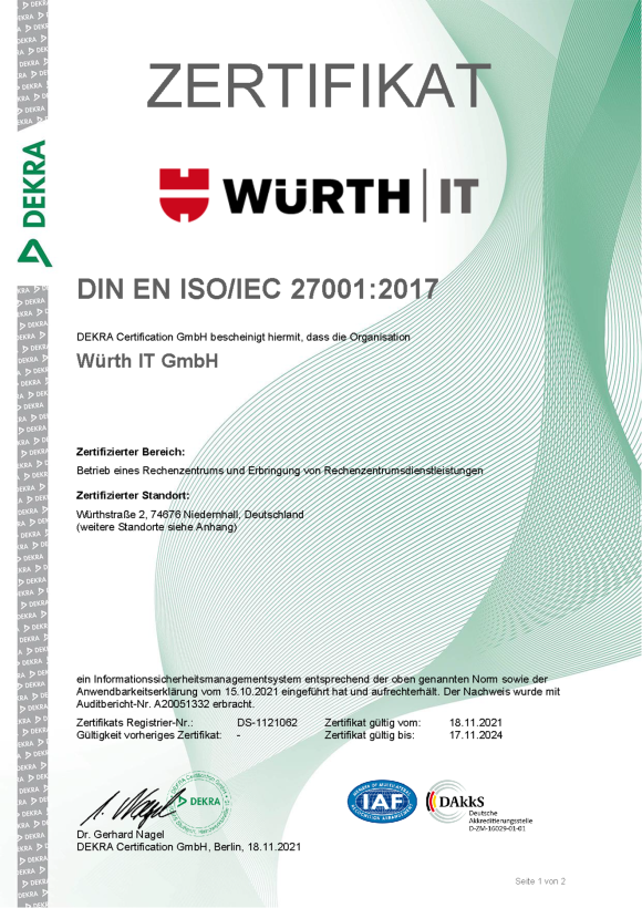 Zertifikat ISO 27001