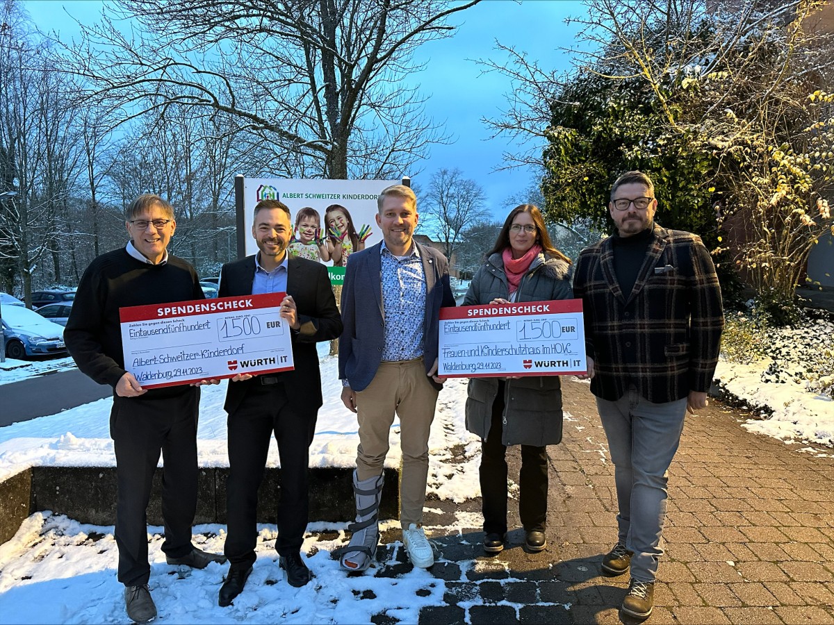 Würth IT donates EUR 9,000 to charitable organizations throughout Germany