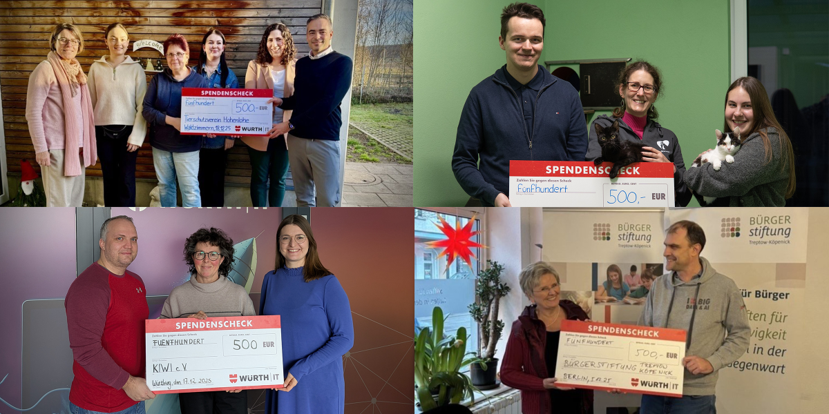 News Teaser Würth IT unterstützt sieben ehrenamtliche Projekte im Rahmen ihrer Spendenaktion: 3.500 Euro für den guten Zweck